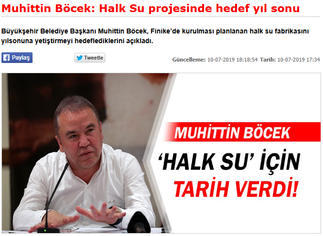 FİNİKE HALK SU FABRİKASI İÇİN VERİLEN SÖZLER UNUTULDU!. 2019’DA SÖZ VERİLMİŞTİ! HEDEF YIL SONU GEÇTİ, FABRİKA HALA FAALİYETE